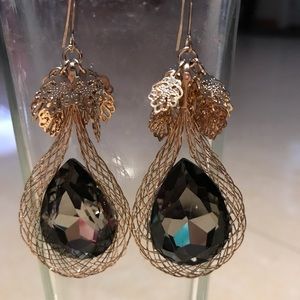 Gold Netted Statement Earrings